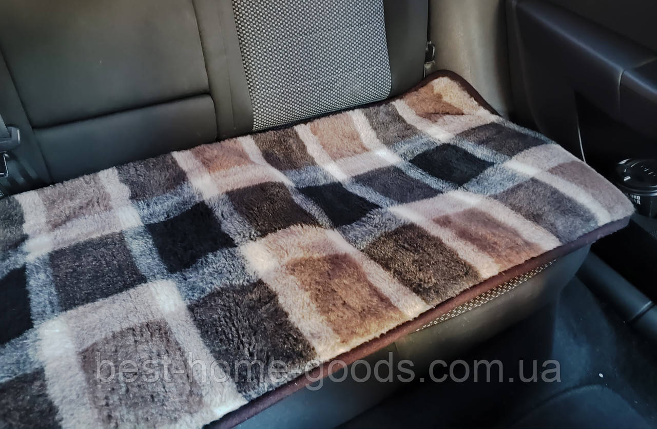 Автомобільна накидка на заднє сидіння | овеча вовна | 130×48 см | тепла | універсальна, фото 1
