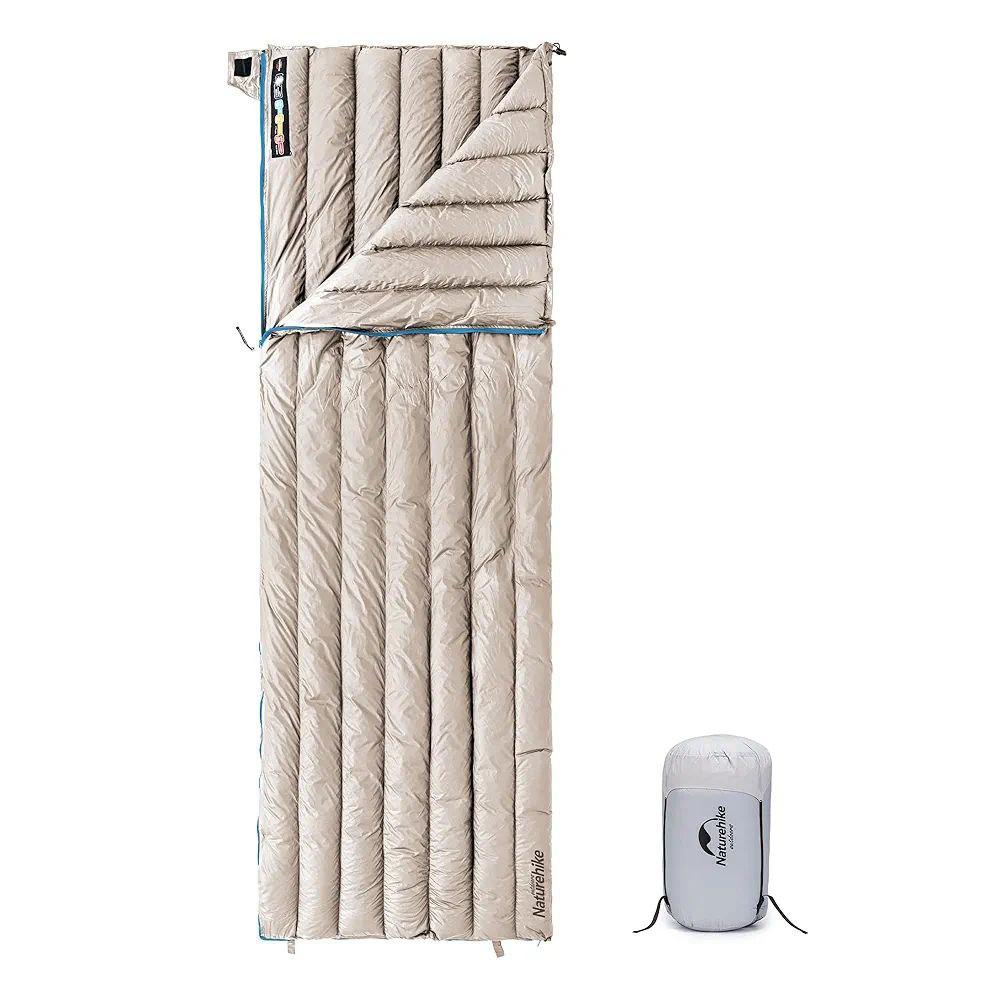 Спальний мішок пуховий ковдра ультралегкий Naturehike CW280 +11°C +6°C 190 x 72 см Khaki, фото 1