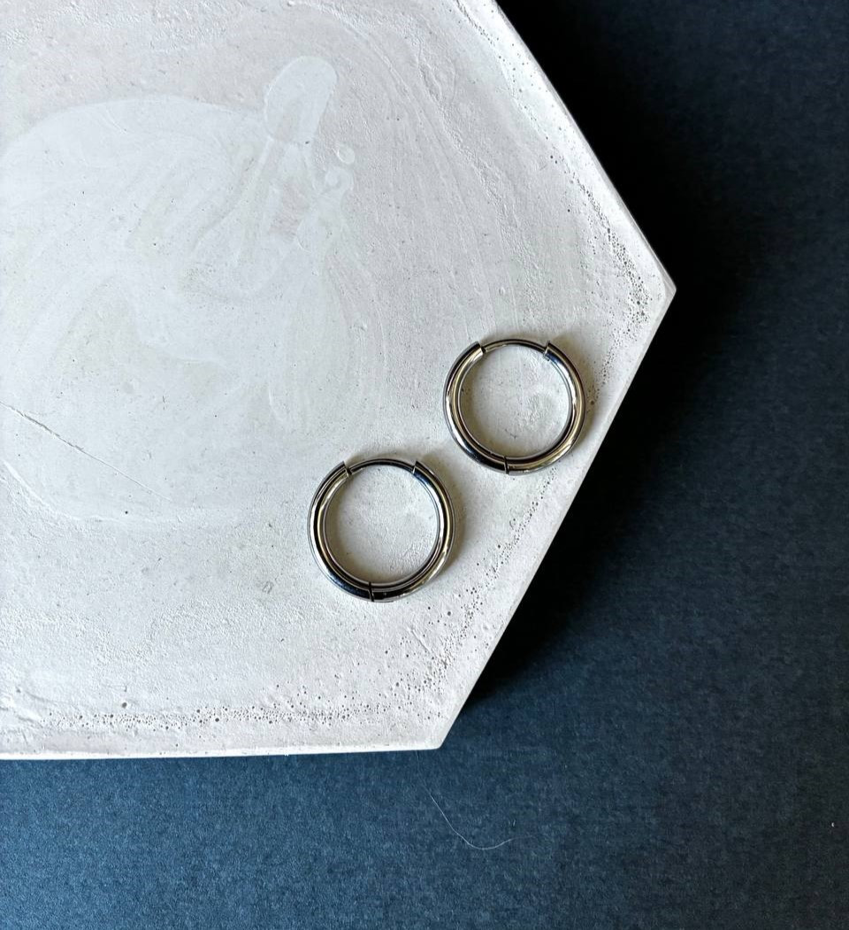 Сережки кільця чоловічі жіночі пірсинг 1,2 см нержавіюча сталь колір срібло, фото 1