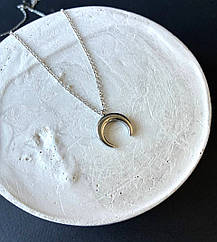 Жіночий кулон лунниця срібло, підвіска на ланцюжку медична сталь