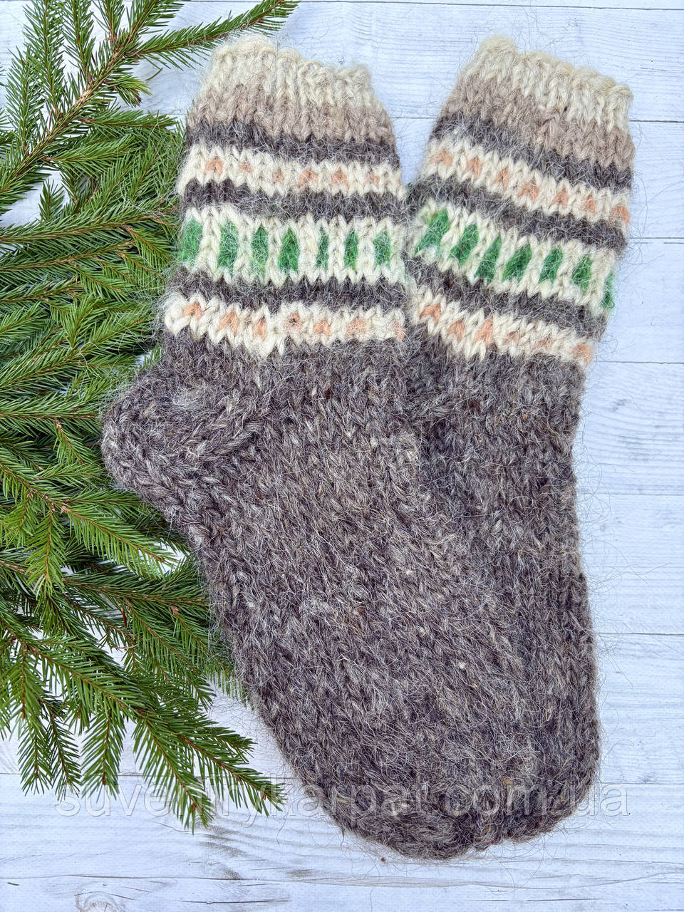 Гуцульські шкарпетки з овечої шерсті розмір 43-46 вовняні шкарпетки ручної роботи, фото 1