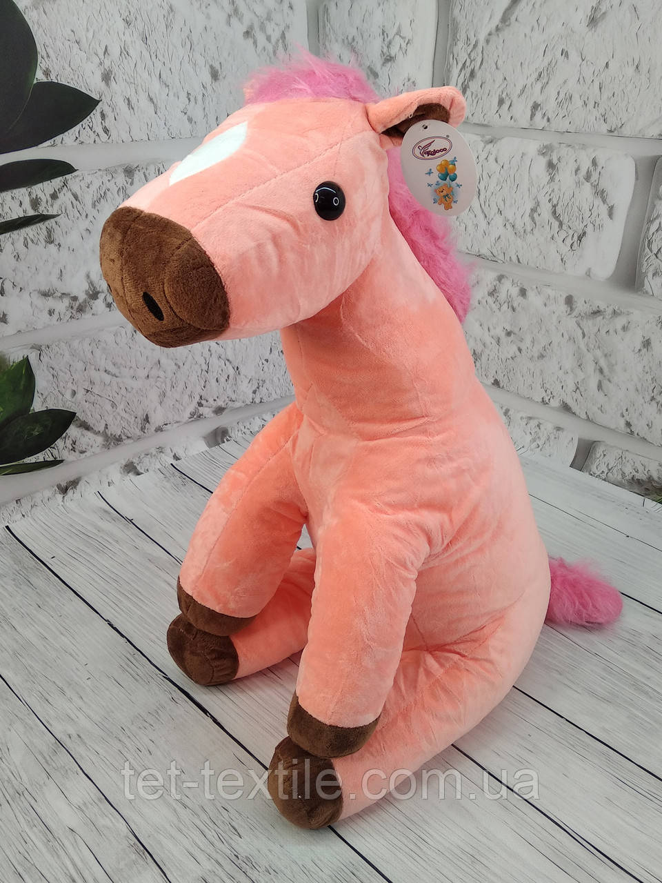 М'яка іграшка з пледом усередині Конячка рожева 60 см (символ 2026 року)