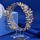 Обруч-пов'язка в грецькому стилі Тіара з декором, обідок для волосся золотистий, фото 4