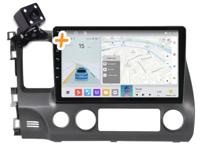 Магнітола для Honda Civic 2006-2011 4+64 ГБ на Android | QLED-екран, 4G, Bluetooth, фото 1