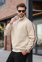 Модна тепла толстовка на флісі зі смужкою на рукавах