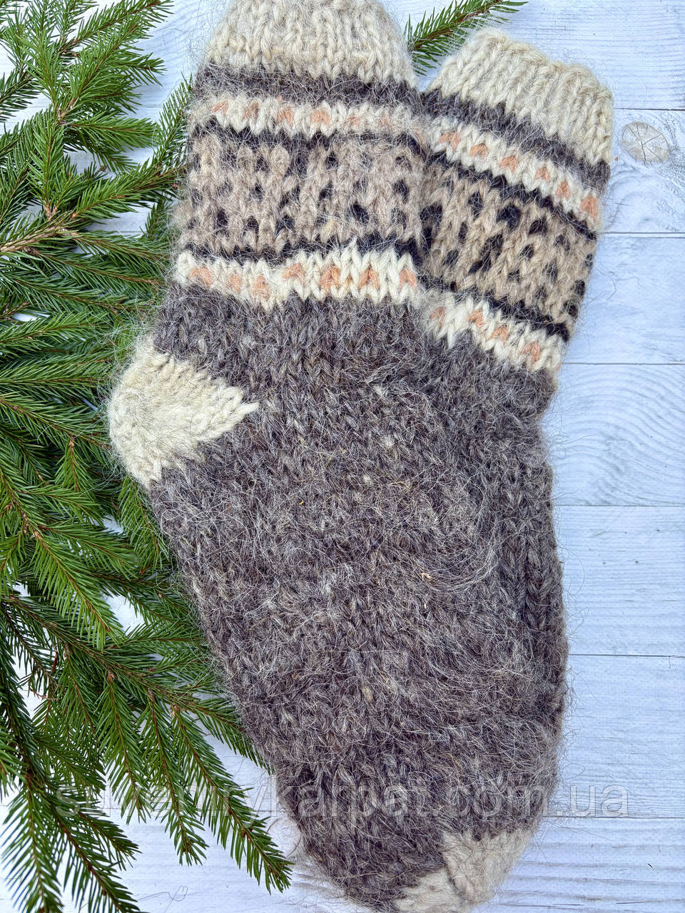 Гуцульські шкарпетки з овечої шерсті розмір 42-44 вовняні шкарпетки ручної роботи, фото 1