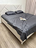 Постільна білизна Страйп Сатин Євро комплект(220х240см) колір Графіт, фото 4