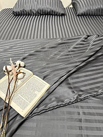 Постільна білизна Страйп Сатин Двоспальний комплект колір Графіт