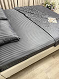 Постільна білизна Страйп Сатин Євро комплект(220х240см) колір Графіт, фото 6