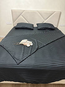 Постільна білизна Страйп Сатин Полуторний комплект(150х220см)колір Чорний
