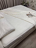 Постільна білизна Страйп Сатин Двоспальний комплект колір Айворі, фото 4