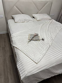 Постільна білизна Страйп Сатин Полуторний комплект(150х220см)колір Айворі