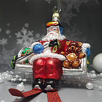 Скляна ялинкова прикраса Санта Клаус на гірськолижному підйомнику Impuls. асортимент як Irena, Komozja, фото 3