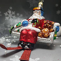 Скляна ялинкова прикраса Санта Клаус на гірськолижному підйомнику Impuls. асортимент як Irena, Komozja, фото 2