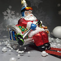 Скляна ялинкова прикраса Санта Клаус на гірськолижному підйомнику Impuls. асортимент як Irena, Komozja, фото 5