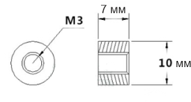 Гайка "Ананас" М3 х 0,5 з накаткою, нар. 10мм, вис. 7мм, латунь, безінструментальна, рифлена, 10 шт, фото 4