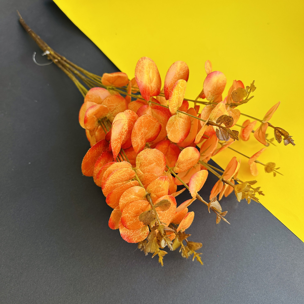 Осіння гілка декоративна Евкаліпт помаранчевий, 46 см, фото 1