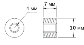 Гайка "Ананас" М4 х 0,7 з накаткою, нар. 10мм, вис. 7мм, латунь, безінструментальна, рифлена, 10 шт, фото 4