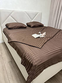 Постільна білизна Страйп Сатин Полуторний комплект(150х220см)колір Коричневий