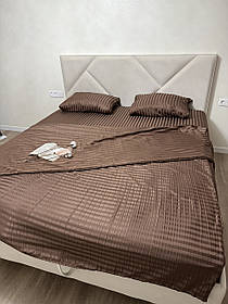 Постільна білизна Страйп Сатин Двоспальний комплект колір Коричневий