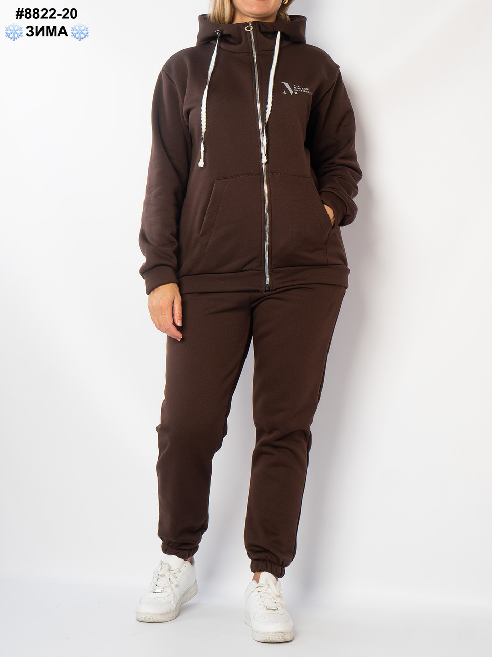 8822-20 Спортивний костюм жіночий на блискавці тринитка на флісі напівбатал (3 од: 48,50,52), фото 1