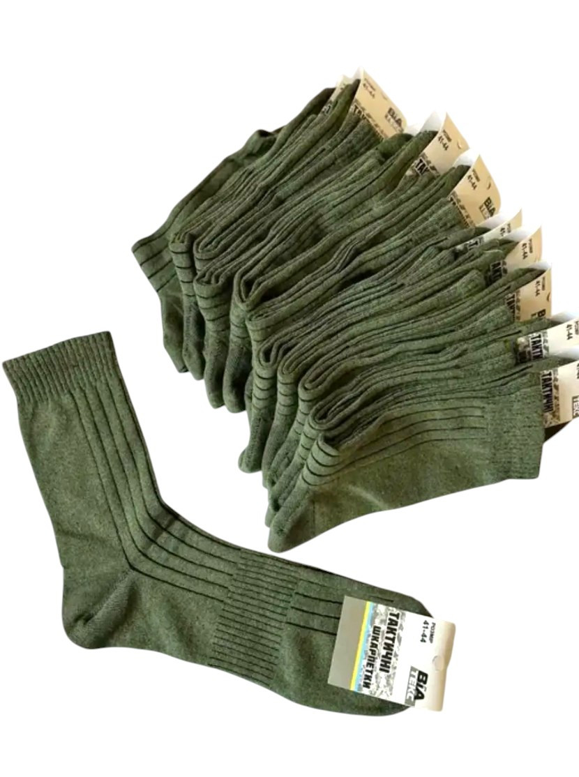 Набір зимових тактичних шкарпеток ЗСУ 5 пар 41-44 хакі/олива військові армійські махрові шкарпетки