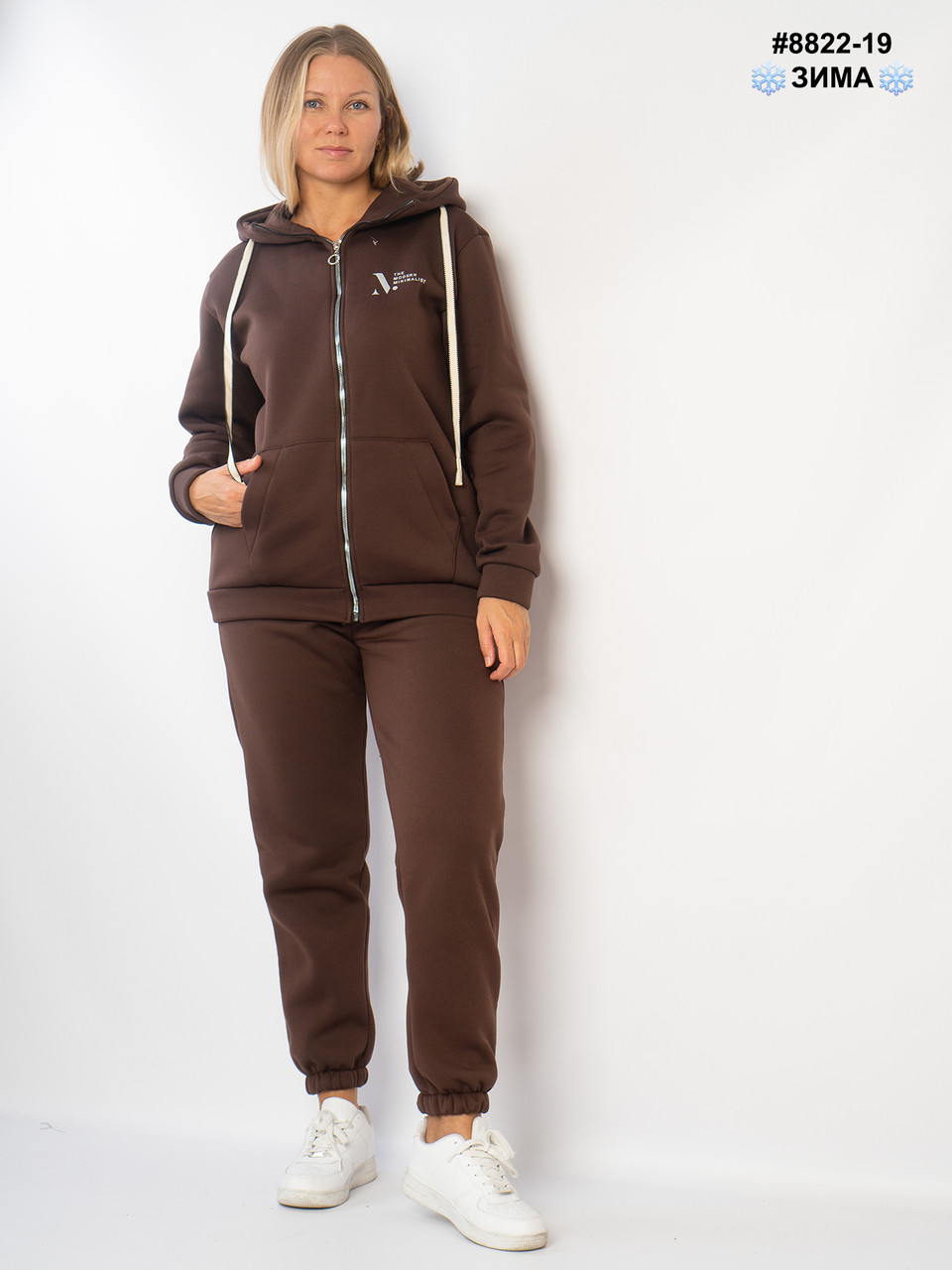 8822-19 Спортивний костюм жіночий на блискавці тринитка на флісі напівбатал (3 од: 48,50,52), фото 1