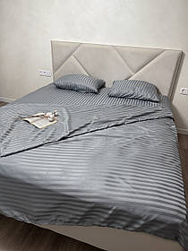 Постільна білизна Страйп Сати Полуторний комплект(150х220см)колір Сірий