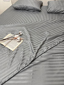 Постільна білизна Страйп Сатин Двоспальний комплект колір Сірий