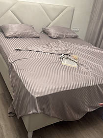 Постільна білизна Страйп Сатин Полуторний комплект(150х220см)колір Бронза