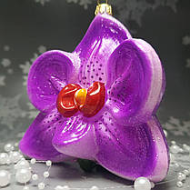 Скляна ялинкова прикраса Фіолетова Орхідея Impuls. асортимент як Irena, Komozja, фото 2