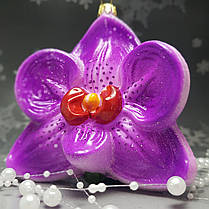 Скляна ялинкова прикраса Фіолетова Орхідея Impuls. асортимент як Irena, Komozja, фото 4