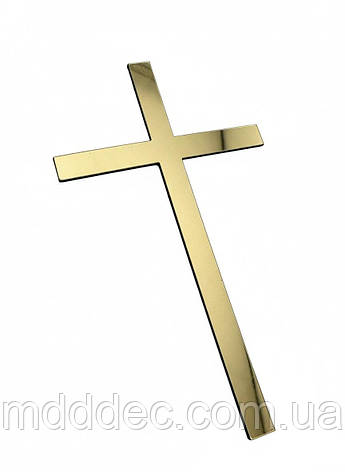 Топер хрестик для торта золотий, на хрещення, дзеркальний пластик 8*5см, фото 1
