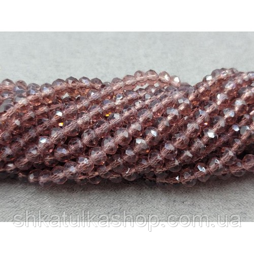Намистини кришталеві рондель 4х3мм, баклажановий, фото 1