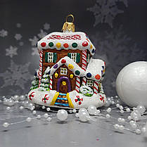 Скляна ялинкова прикраса Пряниковий будиночок Impuls. асортимент як Irena, Komozja, фото 2