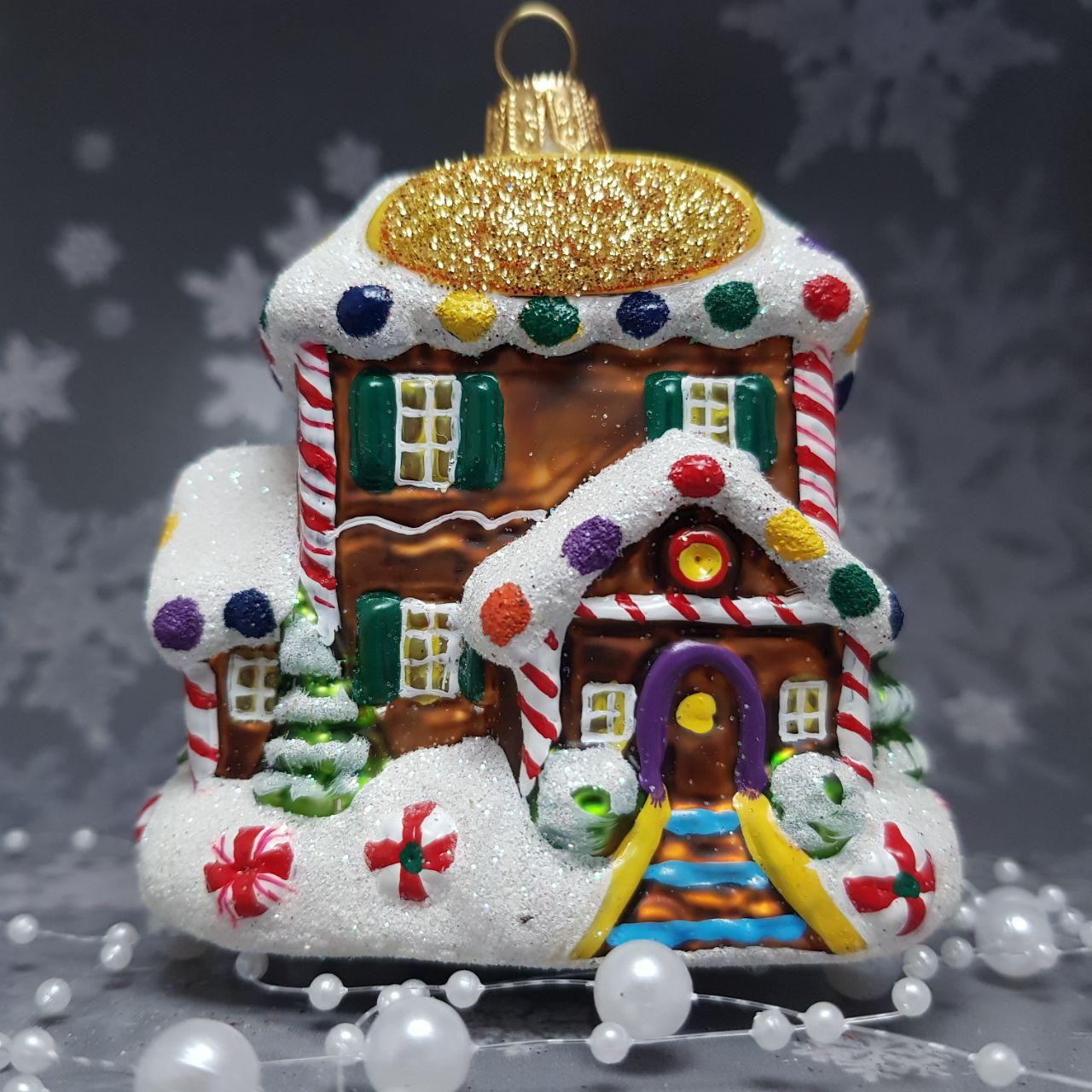 Скляна ялинкова прикраса Пряниковий будиночок Impuls. асортимент як Irena, Komozja