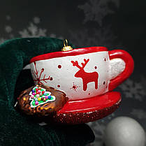 Скляна ялинкова прикраса Новорічна чашка з пряником Impuls. асортимент як Irena, Komozja, фото 5