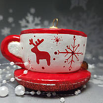 Скляна ялинкова прикраса Новорічна чашка з пряником Impuls. асортимент як Irena, Komozja, фото 2