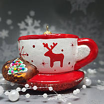 Скляна ялинкова прикраса Новорічна чашка з пряником Impuls. асортимент як Irena, Komozja, фото 3