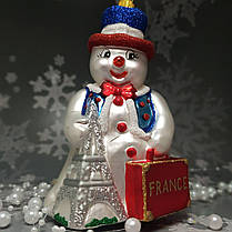 Скляна ялинкова прикраса Сніговик у Франції Impuls. асортимент як Irena, Komozja, фото 4