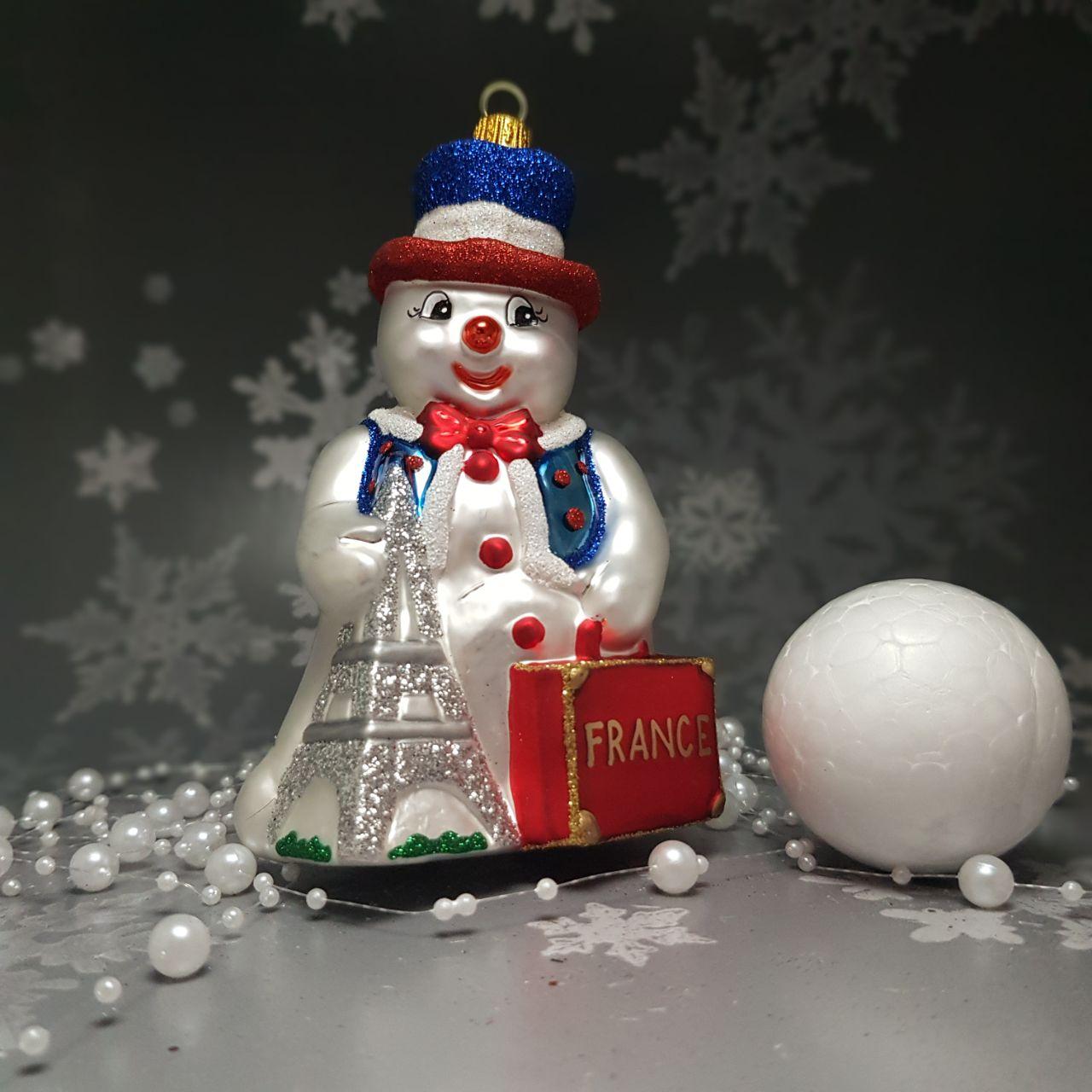 Скляна ялинкова прикраса Сніговик у Франції Impuls. асортимент як Irena, Komozja