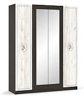 Шафа Араміс 4 двері з дзеркалом Венге+ Дуб крафт білий