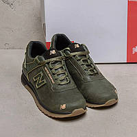 Мужские Кожаные Кроссовки New Balance Clasic Хаки Зеленые Стильные Повседневные Демосезонные Осенние Украина с Натуральной Кожи