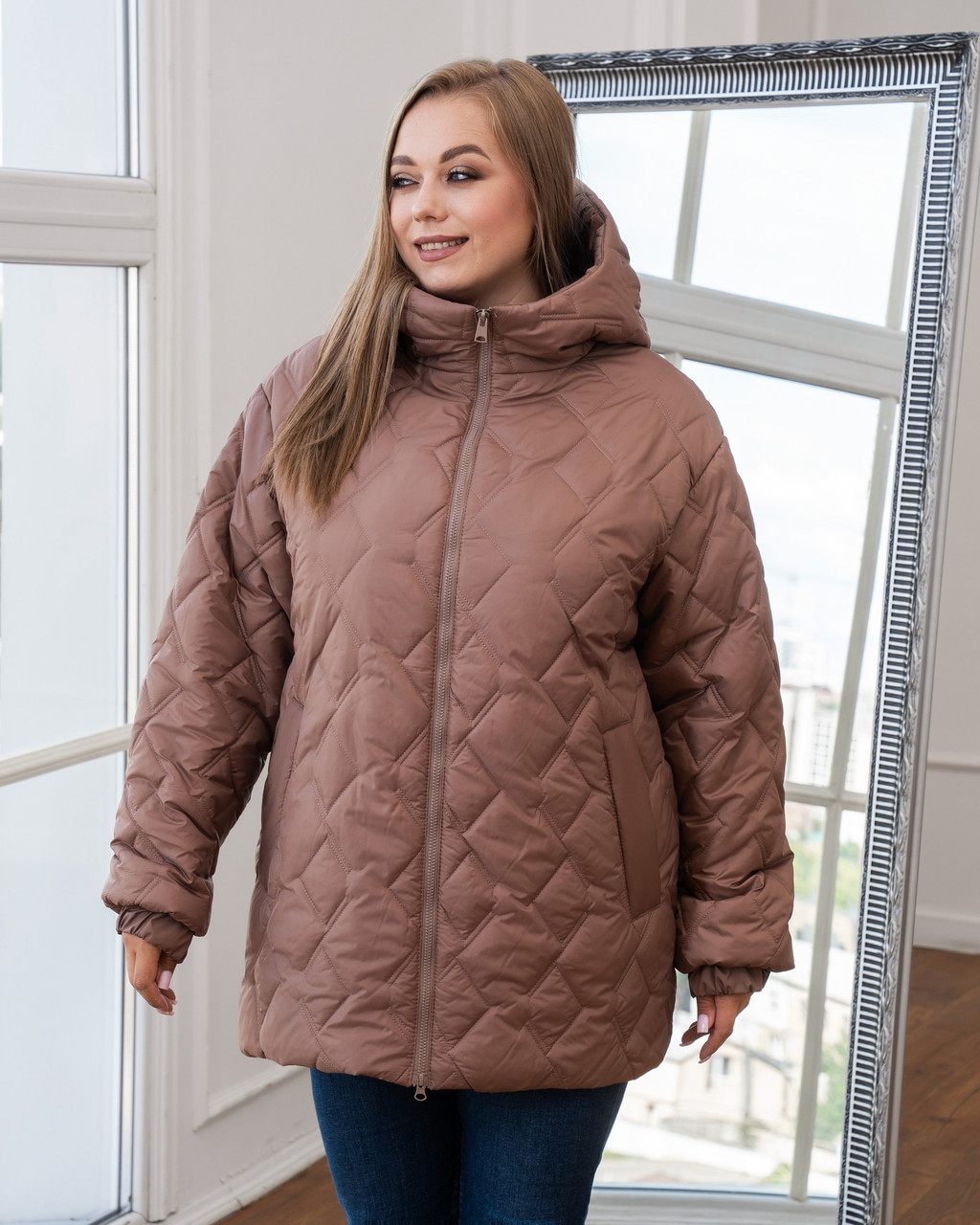 Осіння куртка жіноча великого розміру 50-70 моко, фото 1
