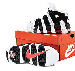 Зимові кросівки Nike Uptempo Winter White/Black чорно-білі з хутром Найк Аптемпо чоловічі  жіночі підліткові унісекс