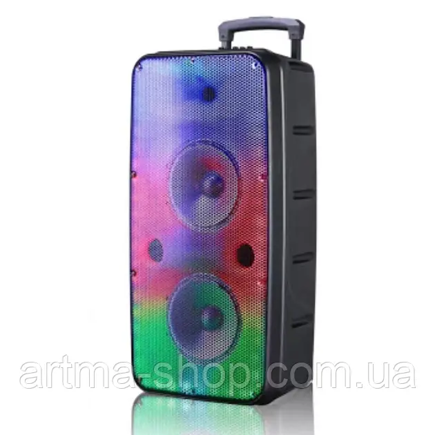 Портативна акустична блютуз колонка KIMISO QS-213 на колесах з підсвічуванням, Потужність 16Вт, чорна, фото 1