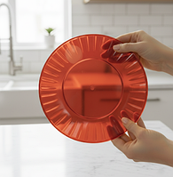 Склоподібні десертні одноразові тарілки Ø 160 мм червоні 10 штук — пластиковий посуд для свят та фуршетів банкетів