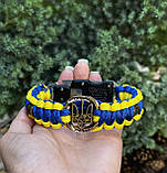 Браслет патріотичний з паракорду герб України з ножем, фото 3