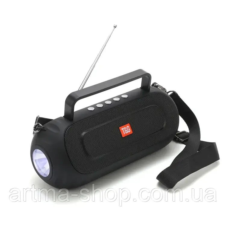 Портативна Bluetooth колонка T&G TG803 з радіо, фонариком та акумулятором, Потужгість 8Вт, чорна
