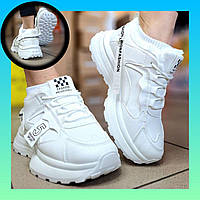 Жіночі зимові кросівки FanFan на хутрі білого кольору теплі та легкі, екошкіра